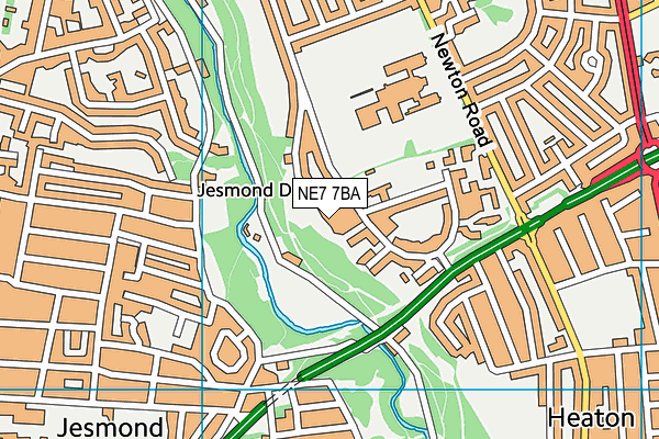 NE7 7BA map - OS VectorMap District (Ordnance Survey)