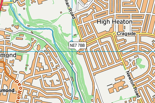 NE7 7BB map - OS VectorMap District (Ordnance Survey)