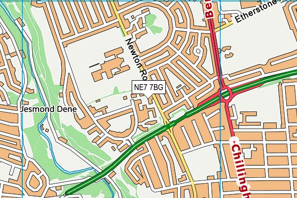 NE7 7BG map - OS VectorMap District (Ordnance Survey)