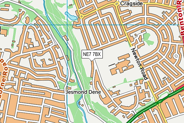 NE7 7BX map - OS VectorMap District (Ordnance Survey)