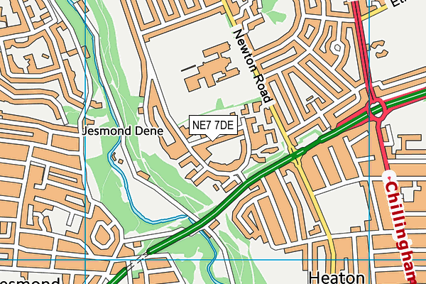 NE7 7DE map - OS VectorMap District (Ordnance Survey)