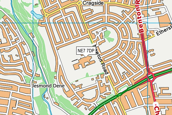 Jesmond Park Academy map (NE7 7DP) - OS VectorMap District (Ordnance Survey)