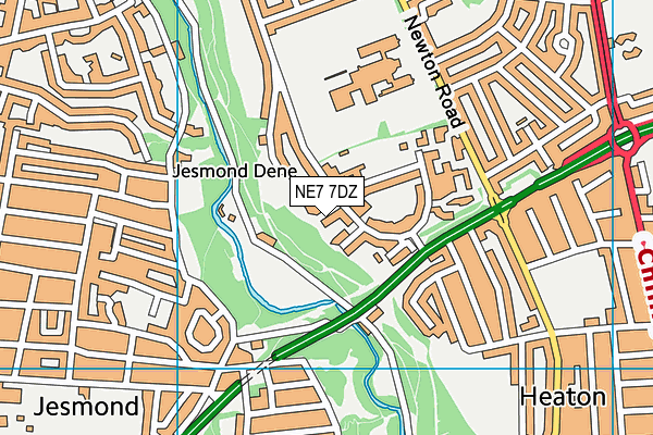 NE7 7DZ map - OS VectorMap District (Ordnance Survey)