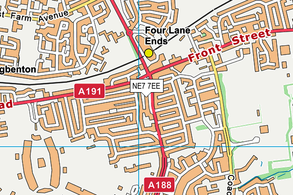 NE7 7EE map - OS VectorMap District (Ordnance Survey)