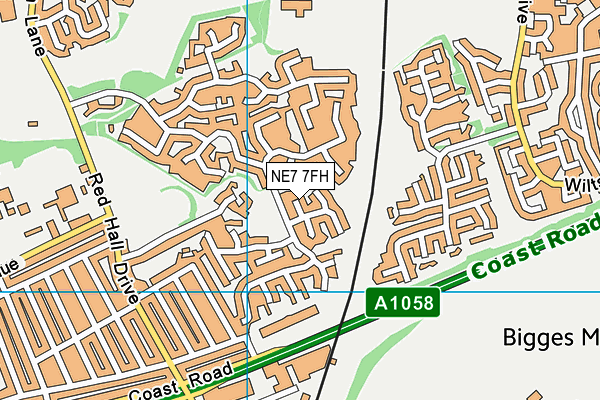 NE7 7FH map - OS VectorMap District (Ordnance Survey)