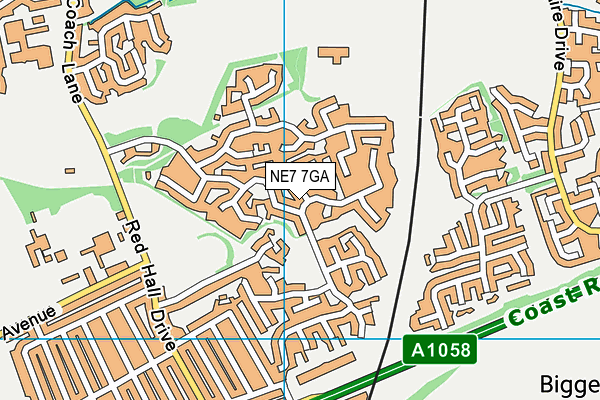 NE7 7GA map - OS VectorMap District (Ordnance Survey)