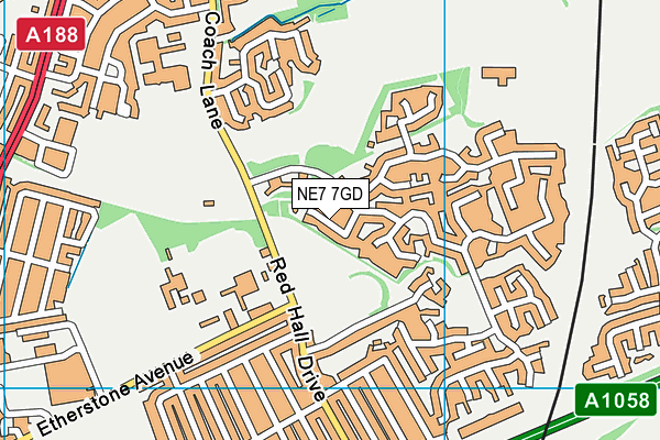 NE7 7GD map - OS VectorMap District (Ordnance Survey)