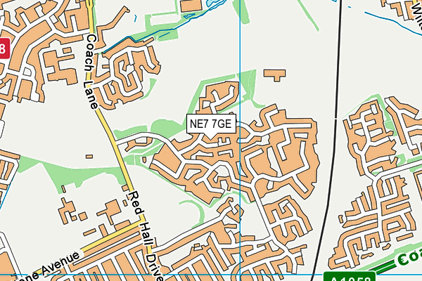 NE7 7GE map - OS VectorMap District (Ordnance Survey)