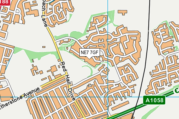 NE7 7GF map - OS VectorMap District (Ordnance Survey)