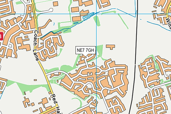 Little Benton Pitches map (NE7 7GH) - OS VectorMap District (Ordnance Survey)