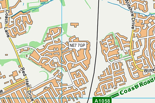 NE7 7GP map - OS VectorMap District (Ordnance Survey)