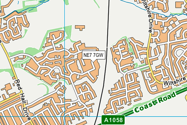 NE7 7GW map - OS VectorMap District (Ordnance Survey)