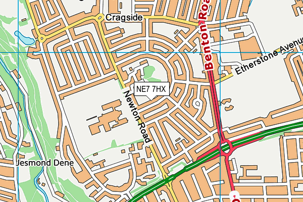 NE7 7HX map - OS VectorMap District (Ordnance Survey)