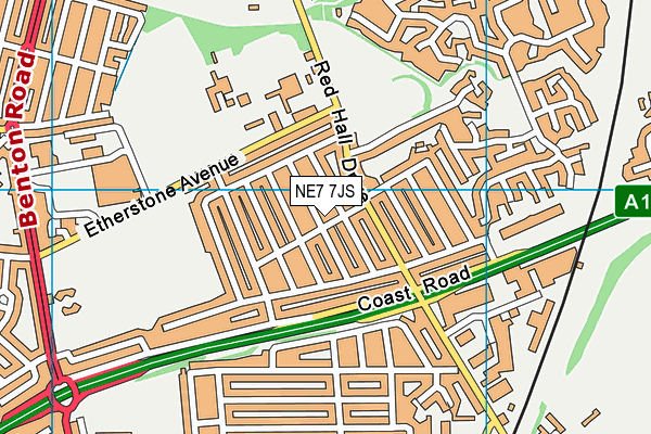 NE7 7JS map - OS VectorMap District (Ordnance Survey)