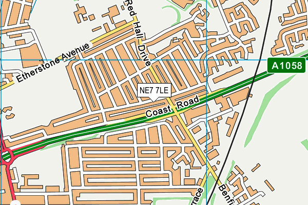 NE7 7LE map - OS VectorMap District (Ordnance Survey)