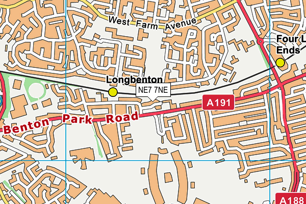 NE7 7NE map - OS VectorMap District (Ordnance Survey)