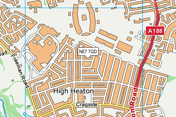 NE7 7QD map - OS VectorMap District (Ordnance Survey)