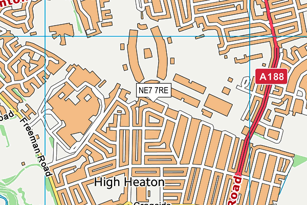 NE7 7RE map - OS VectorMap District (Ordnance Survey)