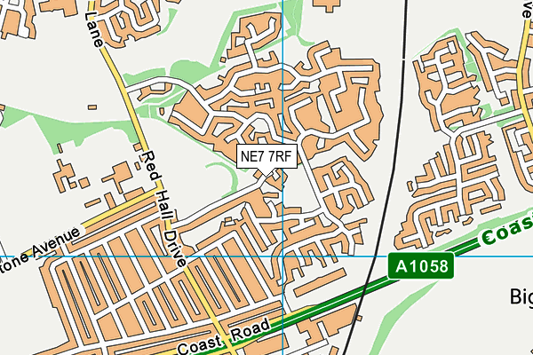 NE7 7RF map - OS VectorMap District (Ordnance Survey)
