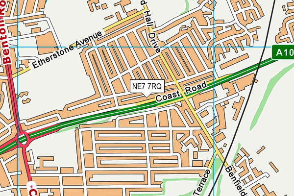 NE7 7RQ map - OS VectorMap District (Ordnance Survey)