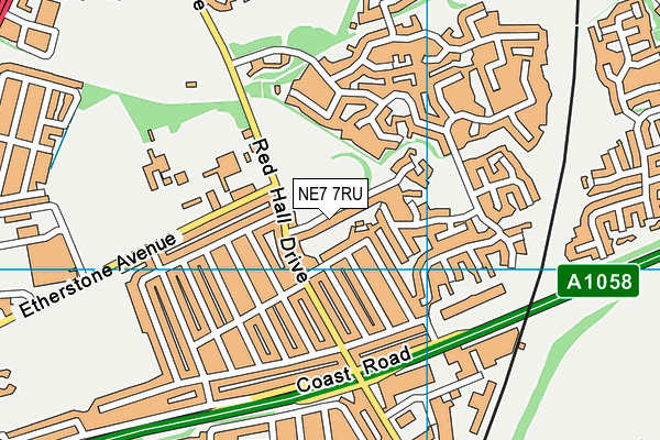 NE7 7RU map - OS VectorMap District (Ordnance Survey)