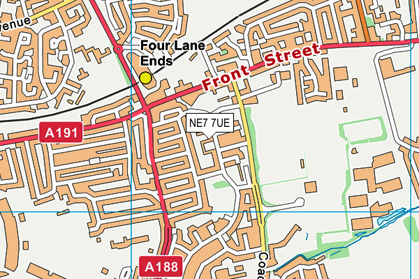 NE7 7UE map - OS VectorMap District (Ordnance Survey)