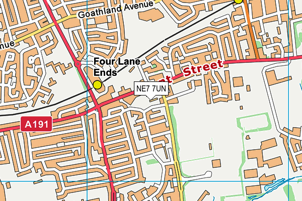 NE7 7UN map - OS VectorMap District (Ordnance Survey)