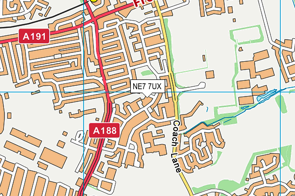 NE7 7UX map - OS VectorMap District (Ordnance Survey)