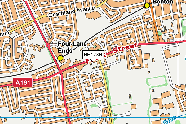 NE7 7XH map - OS VectorMap District (Ordnance Survey)