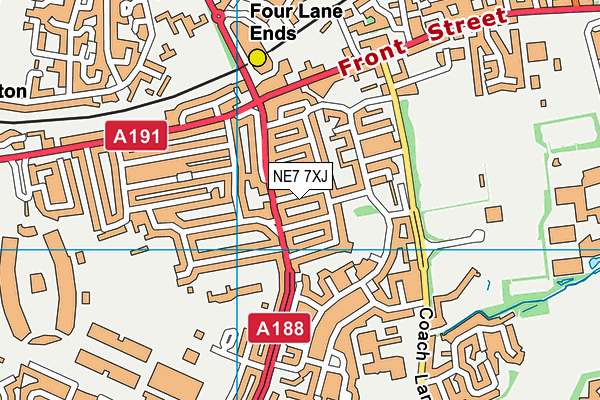 NE7 7XJ map - OS VectorMap District (Ordnance Survey)