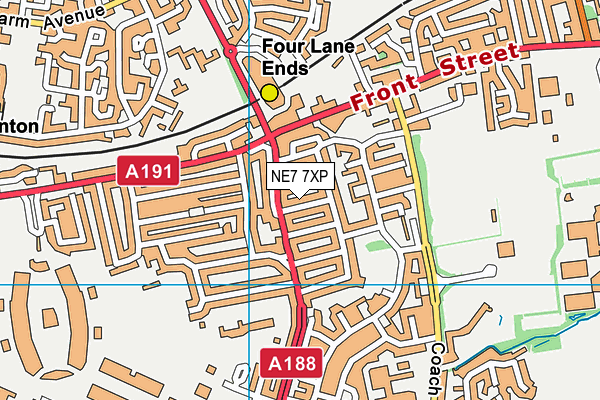 NE7 7XP map - OS VectorMap District (Ordnance Survey)