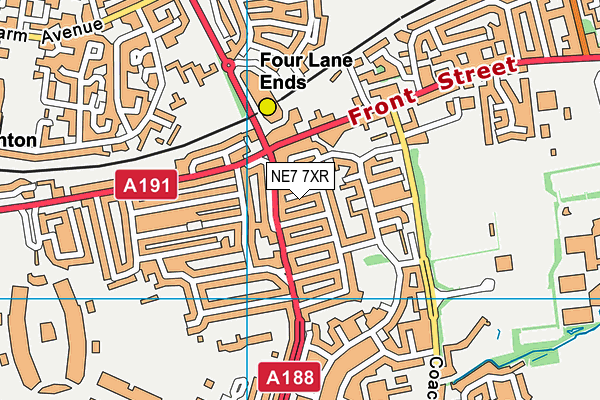 NE7 7XR map - OS VectorMap District (Ordnance Survey)