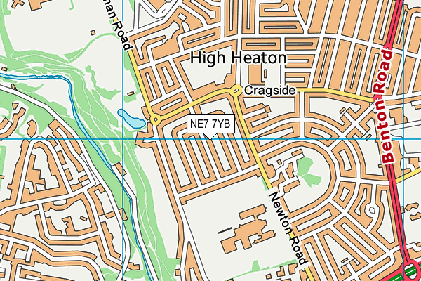 NE7 7YB map - OS VectorMap District (Ordnance Survey)