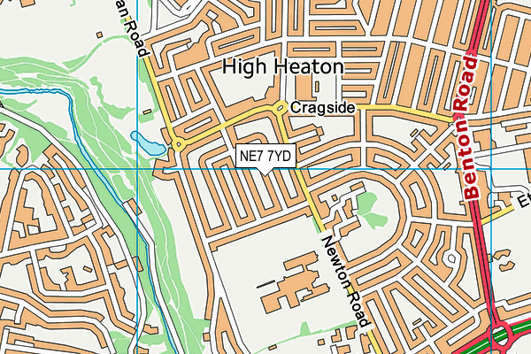 NE7 7YD map - OS VectorMap District (Ordnance Survey)