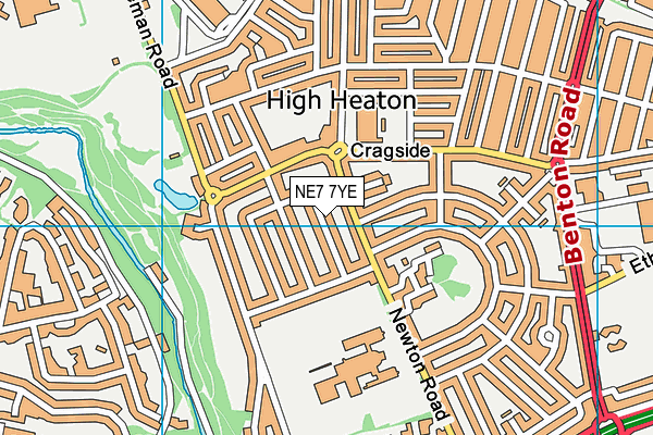 NE7 7YE map - OS VectorMap District (Ordnance Survey)