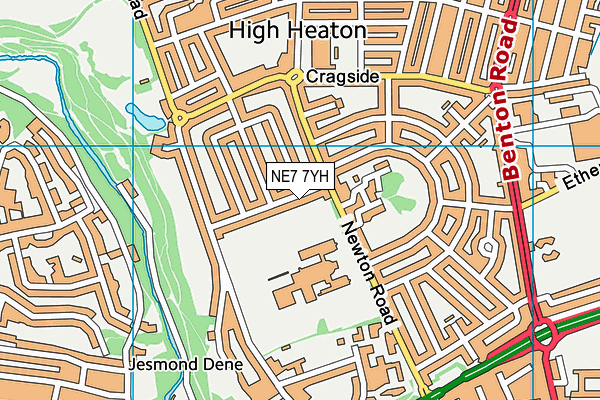 NE7 7YH map - OS VectorMap District (Ordnance Survey)