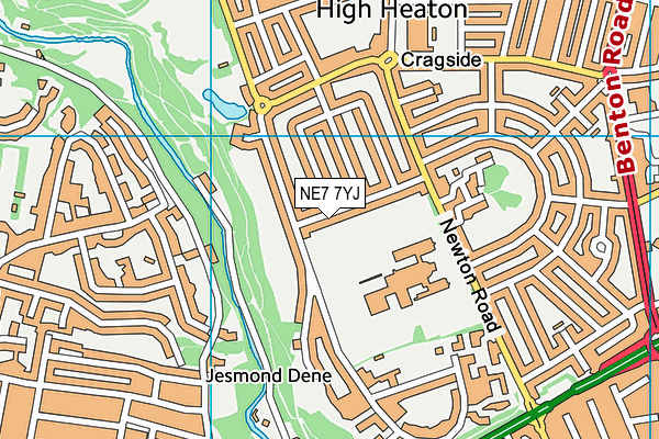 NE7 7YJ map - OS VectorMap District (Ordnance Survey)