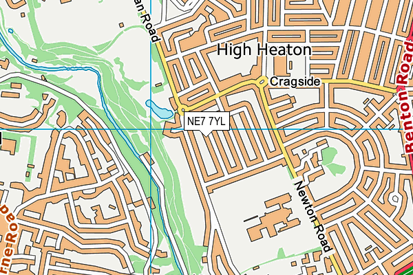 NE7 7YL map - OS VectorMap District (Ordnance Survey)