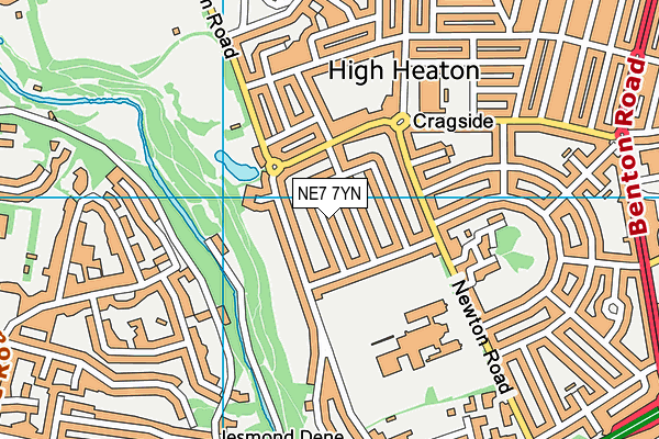 NE7 7YN map - OS VectorMap District (Ordnance Survey)