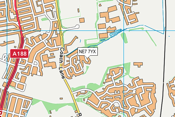 NE7 7YX map - OS VectorMap District (Ordnance Survey)
