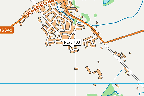 NE70 7DB map - OS VectorMap District (Ordnance Survey)