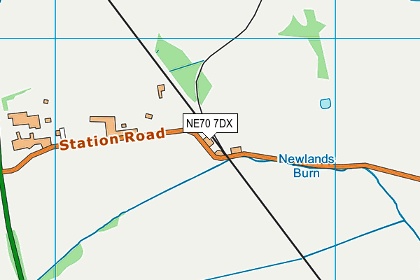 NE70 7DX map - OS VectorMap District (Ordnance Survey)