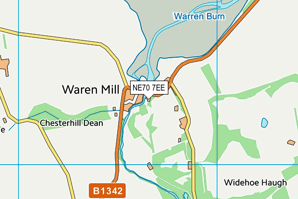 NE70 7EE map - OS VectorMap District (Ordnance Survey)