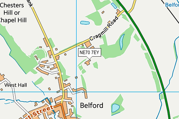 NE70 7EY map - OS VectorMap District (Ordnance Survey)