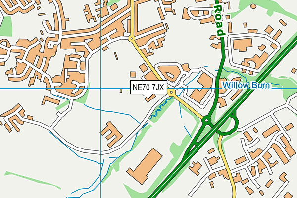 NE70 7JX map - OS VectorMap District (Ordnance Survey)