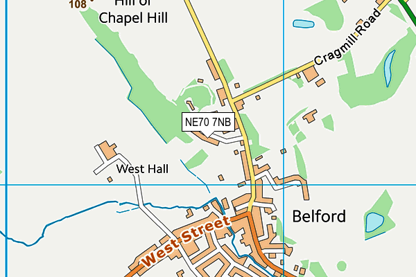 NE70 7NB map - OS VectorMap District (Ordnance Survey)