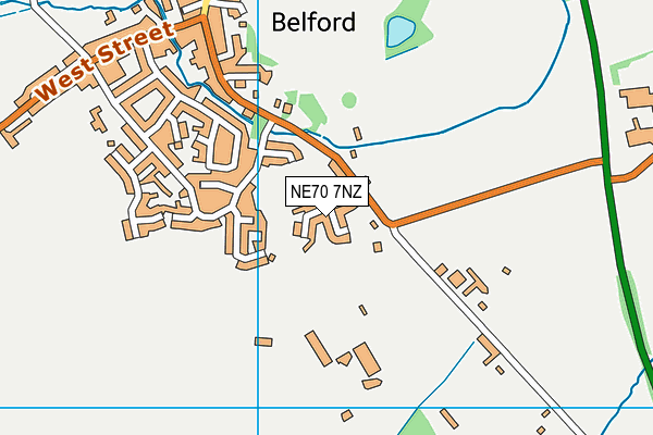 Belford Football Club (The Meadows) map (NE70 7NZ) - OS VectorMap District (Ordnance Survey)