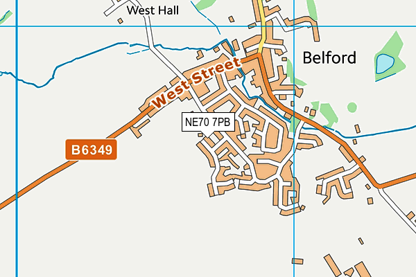 NE70 7PB map - OS VectorMap District (Ordnance Survey)