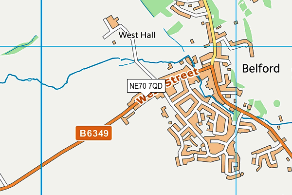 Belford Primary School map (NE70 7QD) - OS VectorMap District (Ordnance Survey)