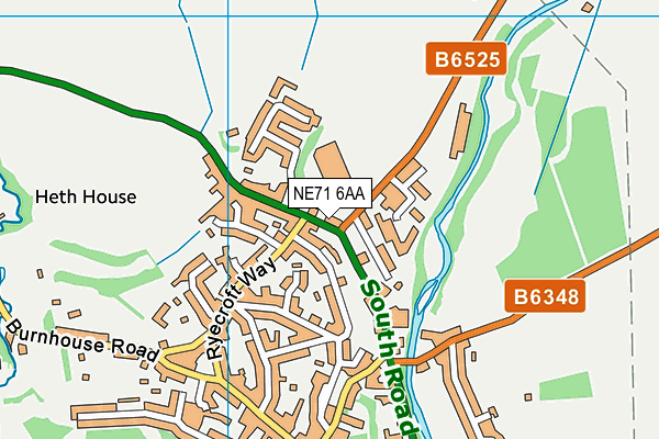 NE71 6AA map - OS VectorMap District (Ordnance Survey)